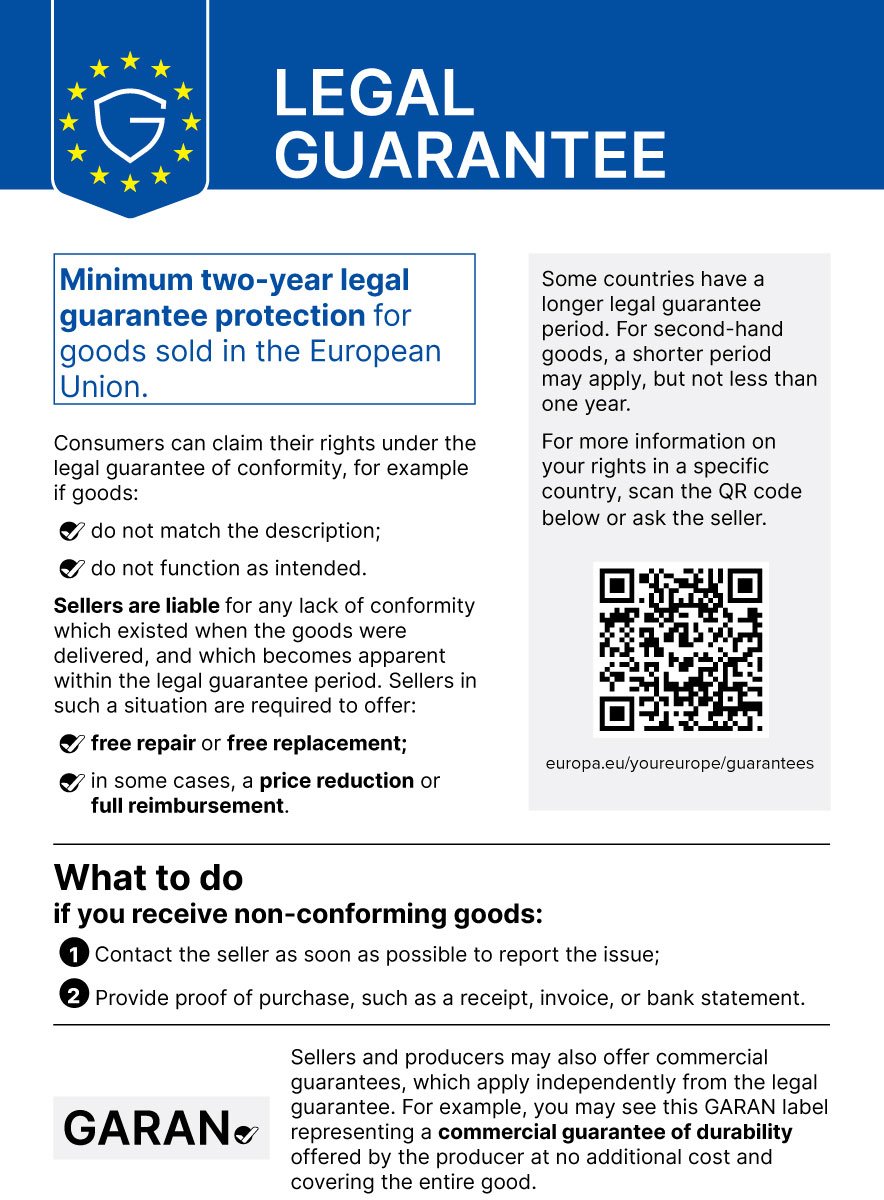 Official English harmonised notice on the EU legal guarantee of conformity